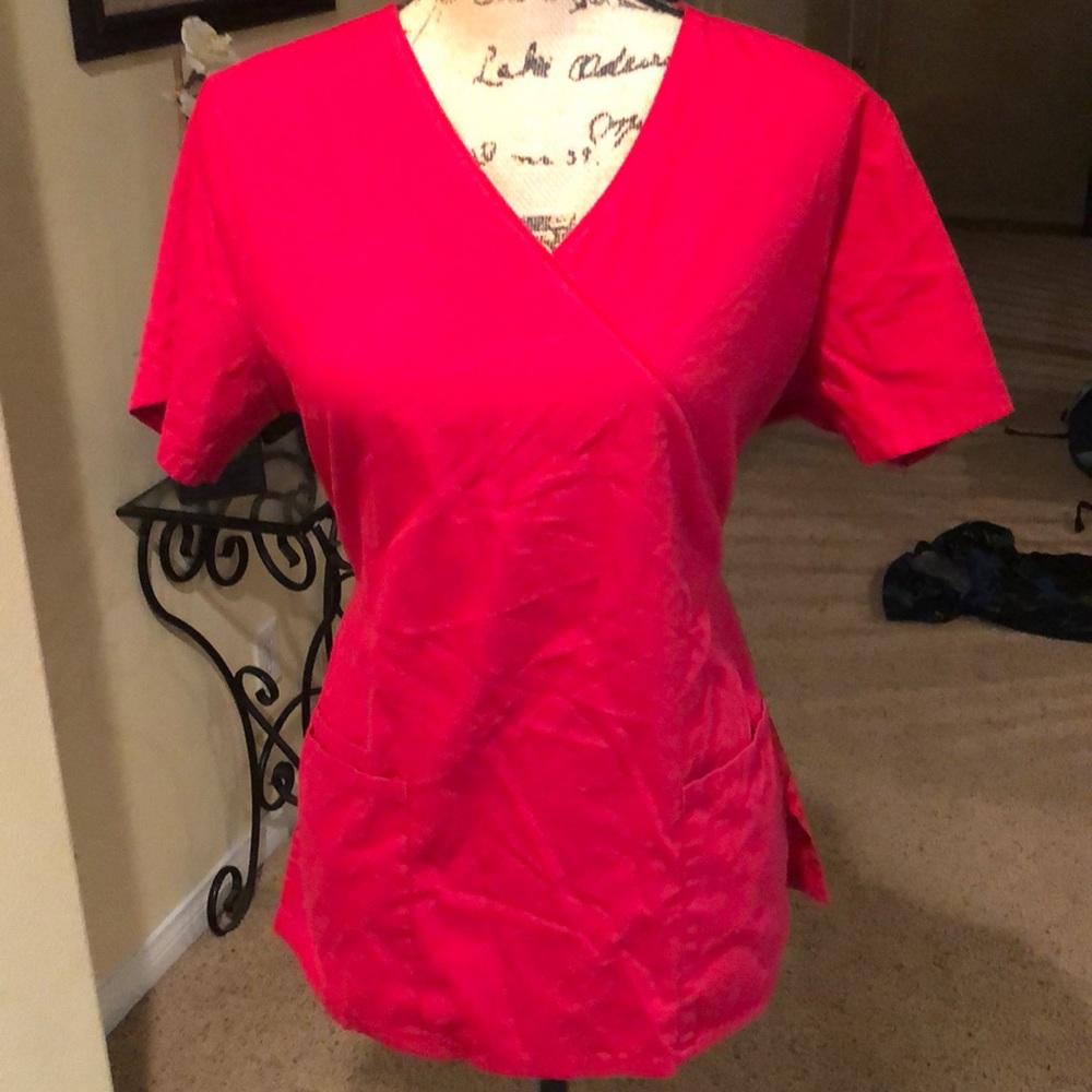 Red scrub top